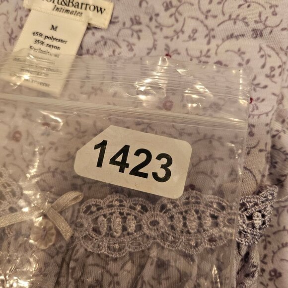 Croft & Barrow granny Nightgown Womens M  Lace Floral gather button jersey retro - Picture 12 of 13